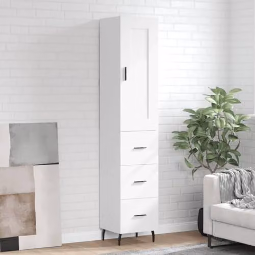 vidaXL Modern White Highboard with Hinged Doors and Internal Shelves, W/D/H: 34.5 x 34 x 180 cm – 2