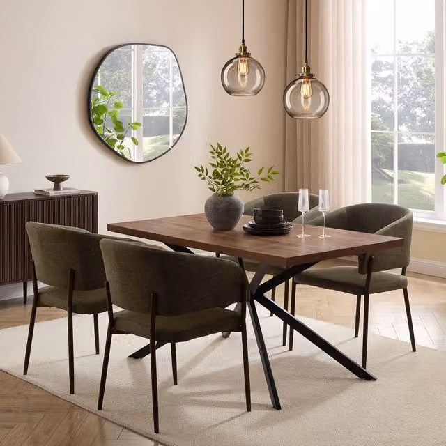 VonHaus Abel Rectangular 6 Seater Wood Effect Dining Room Table in Dark Brown, W/D/H: 150 x 85 x 75.5 cm – 1