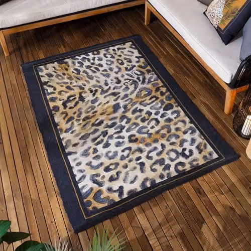 Paoletti Leopardis Leopard Printed Indoor/Outdoor Rug in Black and Gold, W/D/H: 120 x 170 cm – 1