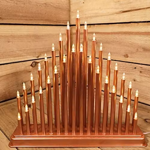 Premier Gold Metal Christmas Candlebridge with 33 Warm White LEDs, Height: 36 cm – 2