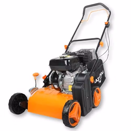 Ark Mat Petrol Lawn Scarifier and Raker in Orange, 212cc 4-Stroke Engine, 420mm Working Width, 2-in-1 Garden Aerator with 45L Collection Bag and Metal Deck
