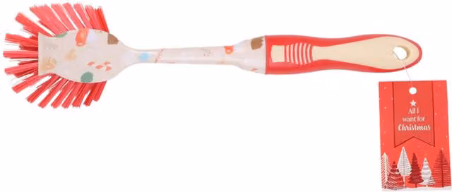 All I Want For Christmas Red Plastic Dish Brush