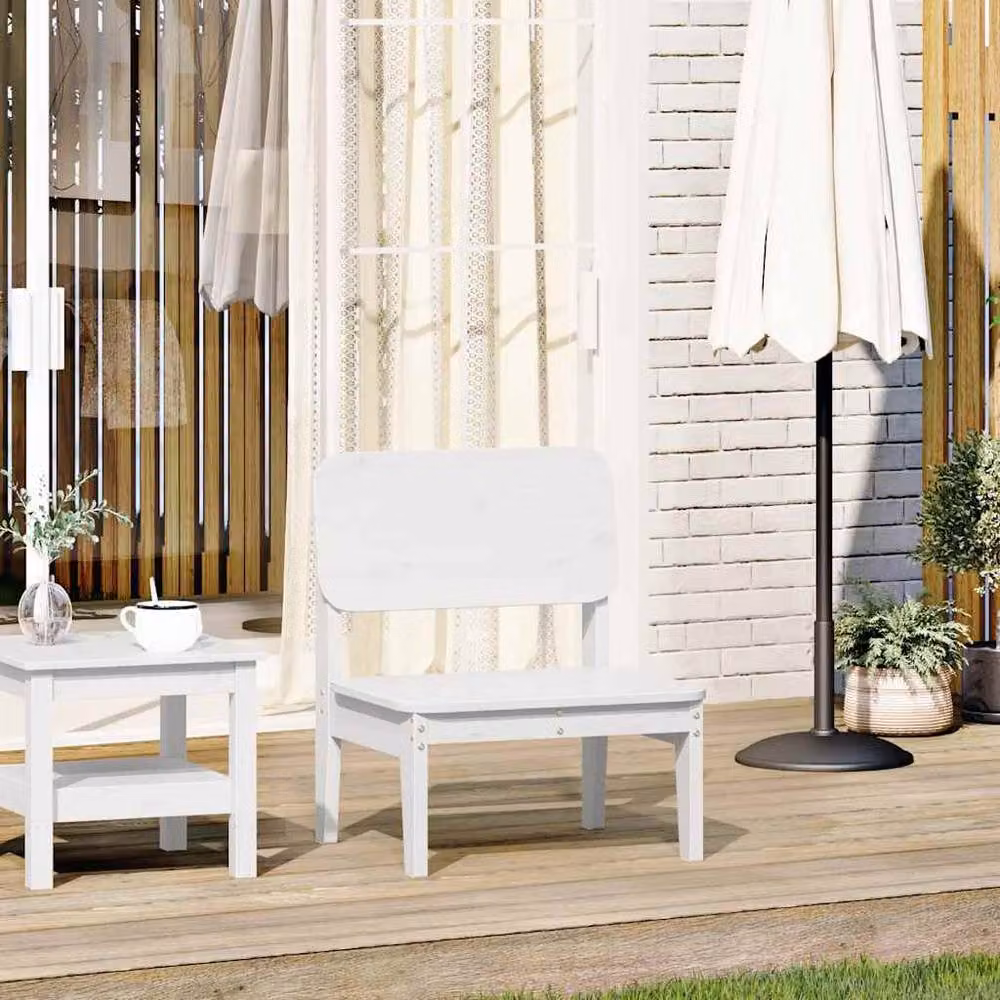 Berkfield Home Beautiful Garden Chair in White Solid Pine Wood, W/D/H: 60 x 52.5 x 72 cm – 2
