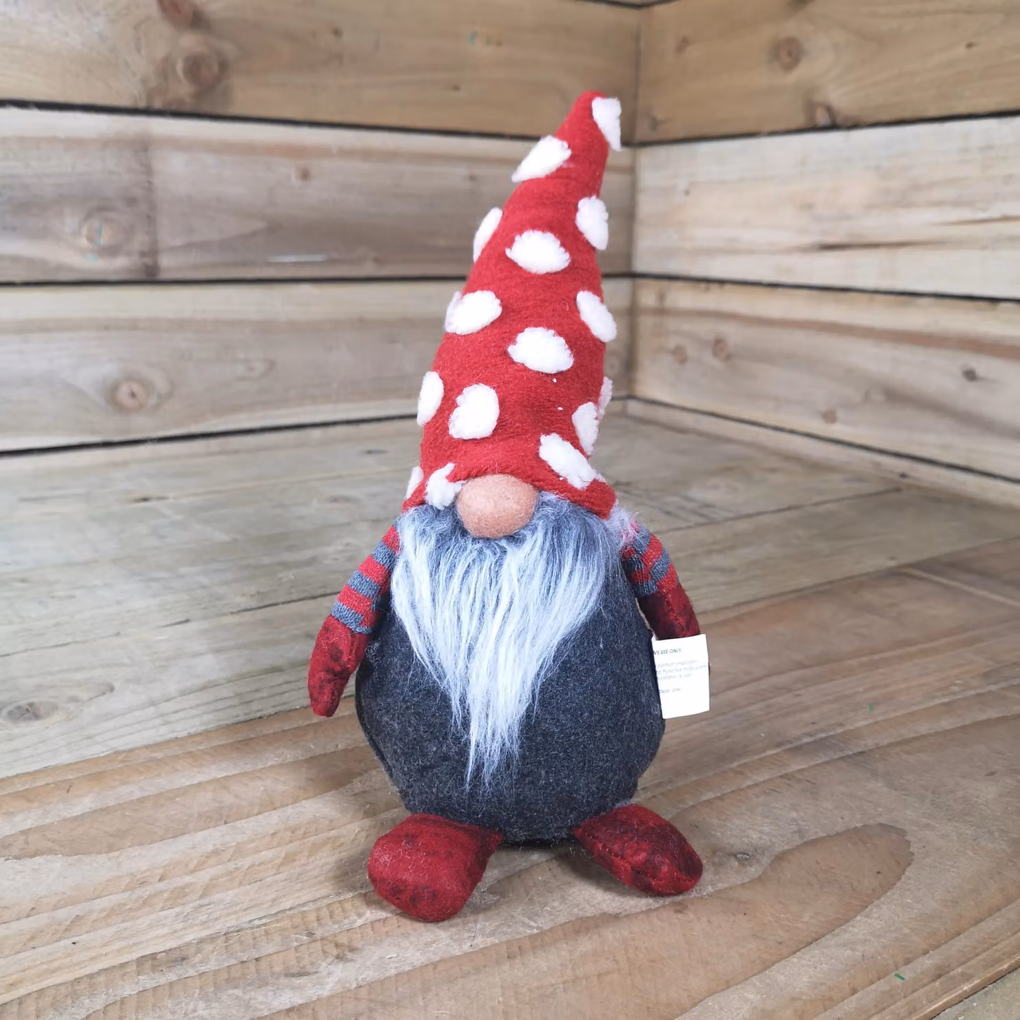 Samuel Alexander 32cm Festive Christmas Bearded Gonk in Red, Grey and White with Polka Dot Hat – 3