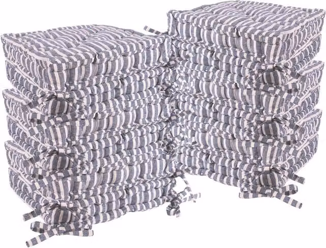 Nicola Spring Pack of 12 Reversible Square French Mattress Chair Seat Cushions in Blue, W/D/H: 40 x 40 x 40 cm