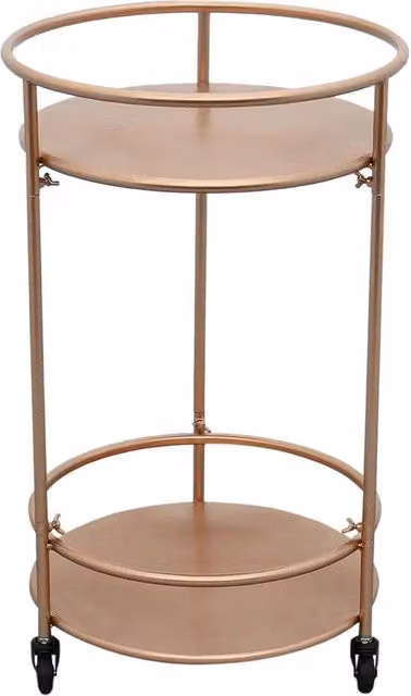Monstershop Art Deco Rose Gold Lacquered Metal Drinks Trolley Bar Cart, W/D/H: 40 x 40 x 66 cm