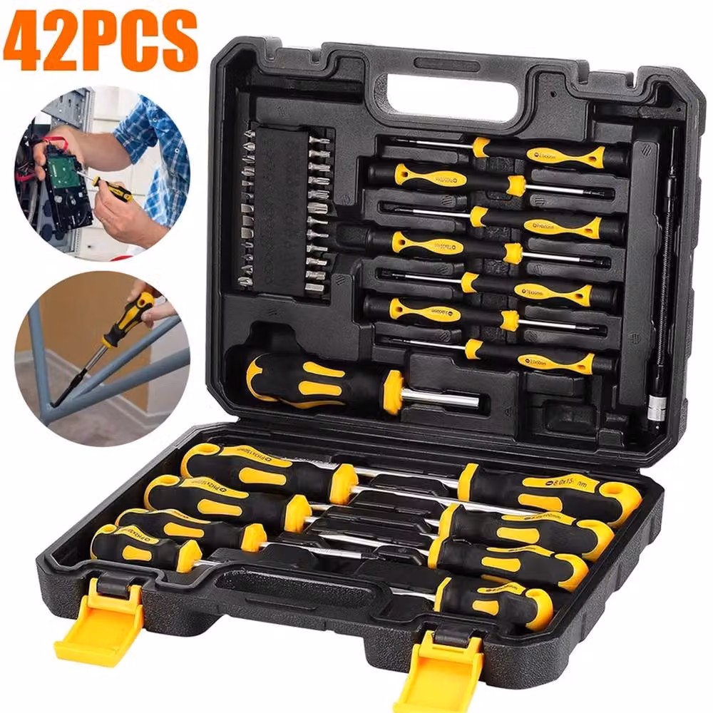 Nordara 42 Piece Magnetic Screwdriver Set with Cross and Flat Head Tools in Multicolour Steel Case, Width: 52 cm – 2
