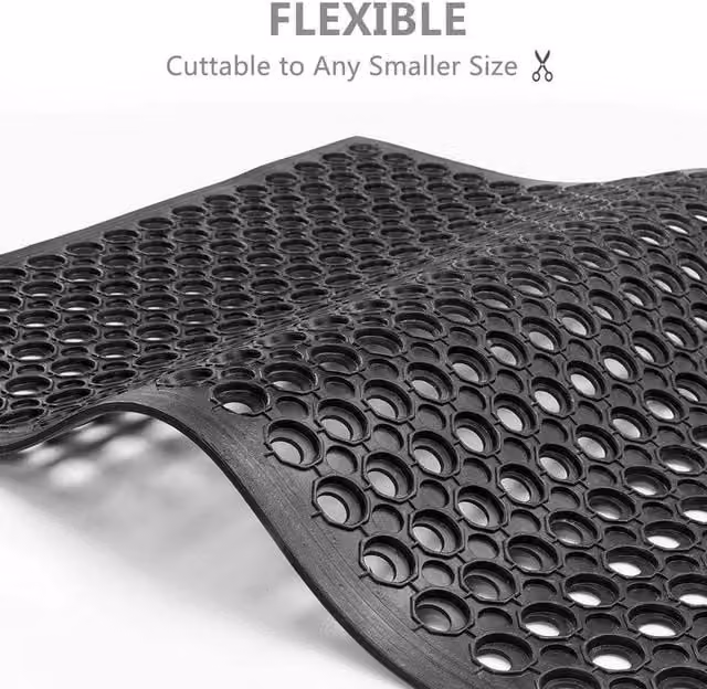 VOGREX Heavy Duty Anti Slip Rubber Ring Entrance Mat, Black, W: 150 cm, D: 90 cm