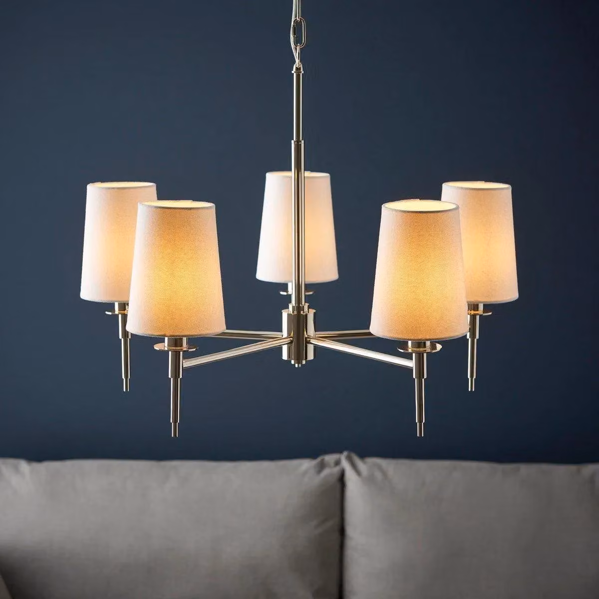 Netlighting Florence Dimmable 5 Light Multi Arm Pendant Ceiling Lamp in Silver and White – 2