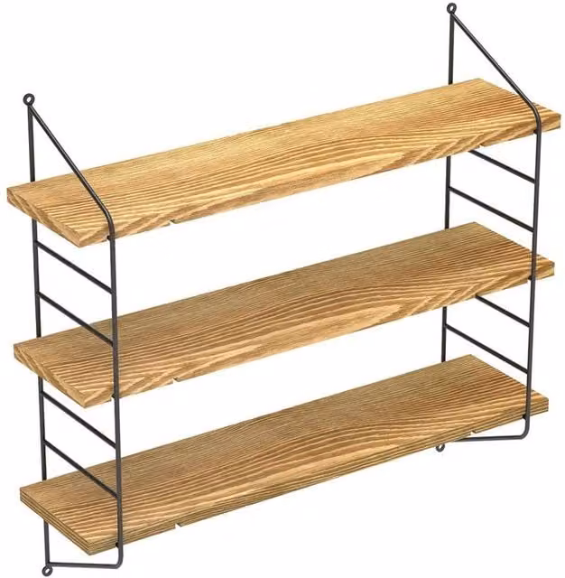 ERGOVEXA Brown Metal Floating Wall Shelf Storage Rack – 1
