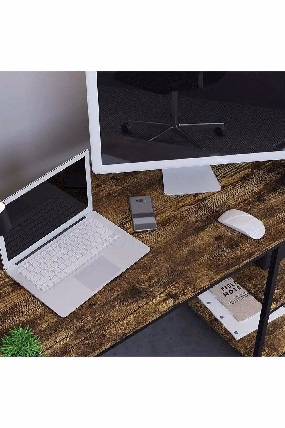 Vida Designs Brooklyn Industrial Computer Desk with 2 Shelves in Brown – 5