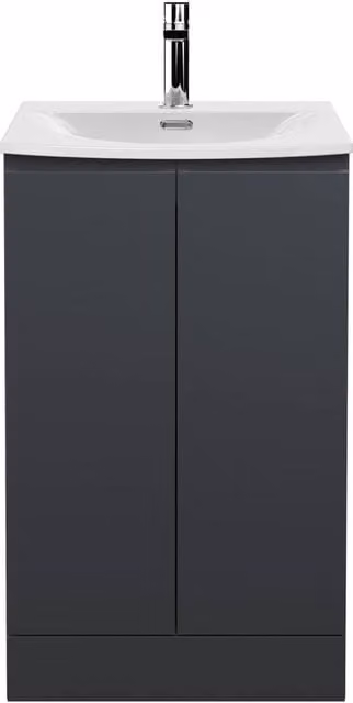 Balterley Mavesyn Contemporary 2 Door Freestanding Bathroom Vanity Unit, Glossy Grey, W: 50 cm, H: 81 cm – 1