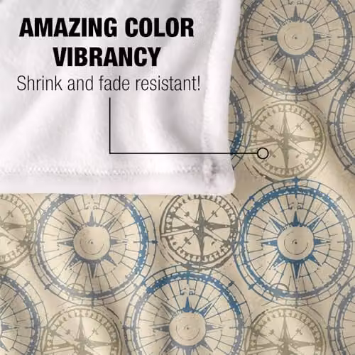 JQ Licensing Compass Pattern Silky Touch Super Soft Fleece Throw Blanket, Multicolour, W/D/H: 91 x 147 cm – 2