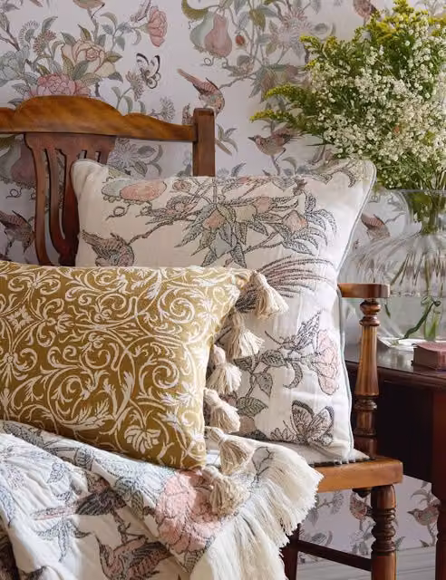 Historic Royal Palaces Hampton Floral Jacquard Pure Cotton Square Cushion, Multicolour