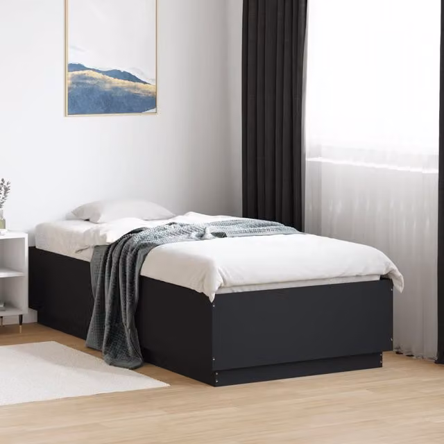 Berkfield Home Single Bed Frame in Black, W/D/H: 90 x 190 cm