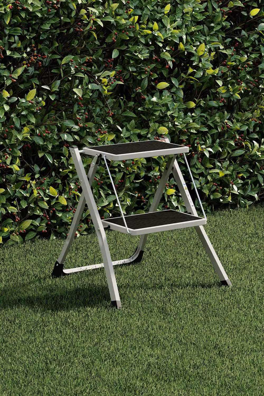 HD Designs 2 Step Folding Stool with Anti-Slip Rubber Feet in White – 3