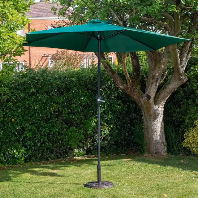 Samuel Alexander Havana Garden Patio Parasol with Crank Handle and 9kg Base, Green