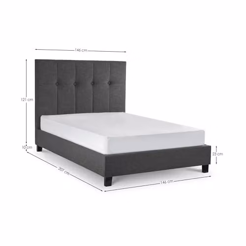 Julian Bowen Sorrento Upholstered Fabric Bed Frame in Grey, Double, W/D/H: 140 x 200 x 132 cm – 2