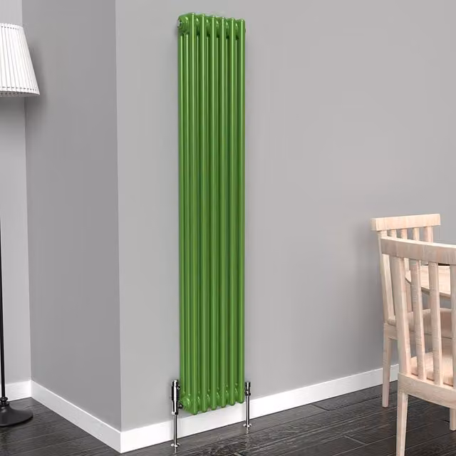 Lux Heat Vertical Coloured Column Radiator, 3 Column, Apple Green, H: 150 cm x W: 29 cm