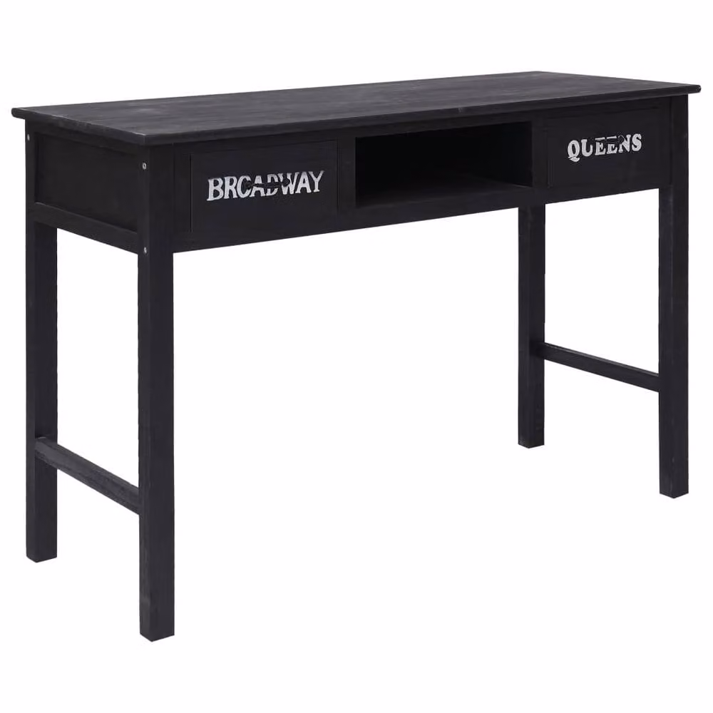 Berkfield Home Elegant Black Lacquered Wood Console Table W: 110 cm, D: 45 cm, H: 76 cm – 1