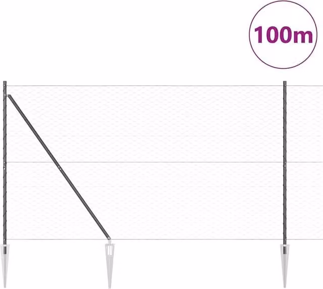 Berkfield Home Grey Powder-Coated Steel Hexagon Fence, H: 160 cm x W: 100 cm