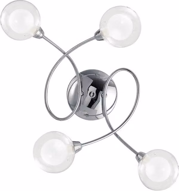 Netlighting BLOG 4 Light Multi Arm Semi Flush Ceiling Light in Chrome and Grey, W: 60 cm, D: 44 cm, H: 19 cm