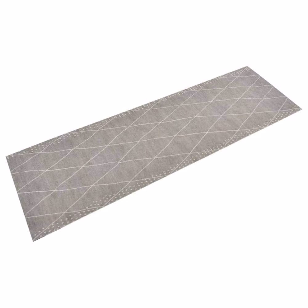 Berkfield Home Washable Grey Velvet Kitchen Rug with Diamond Pattern W: 60 cm, L: 180 cm – 2
