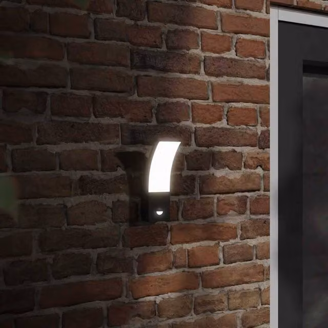 Berkfield Home Set of 2 Black Die-cast Aluminium Outdoor LED Wall Lights with Motion Sensor