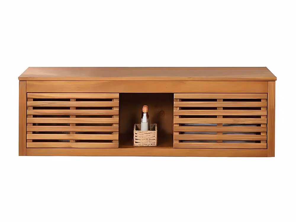 Vente-unique Penebel Acacia Wood Wall-Mounted Bathroom Vanity Unit in Walnut Brown, W: 130 cm – 2