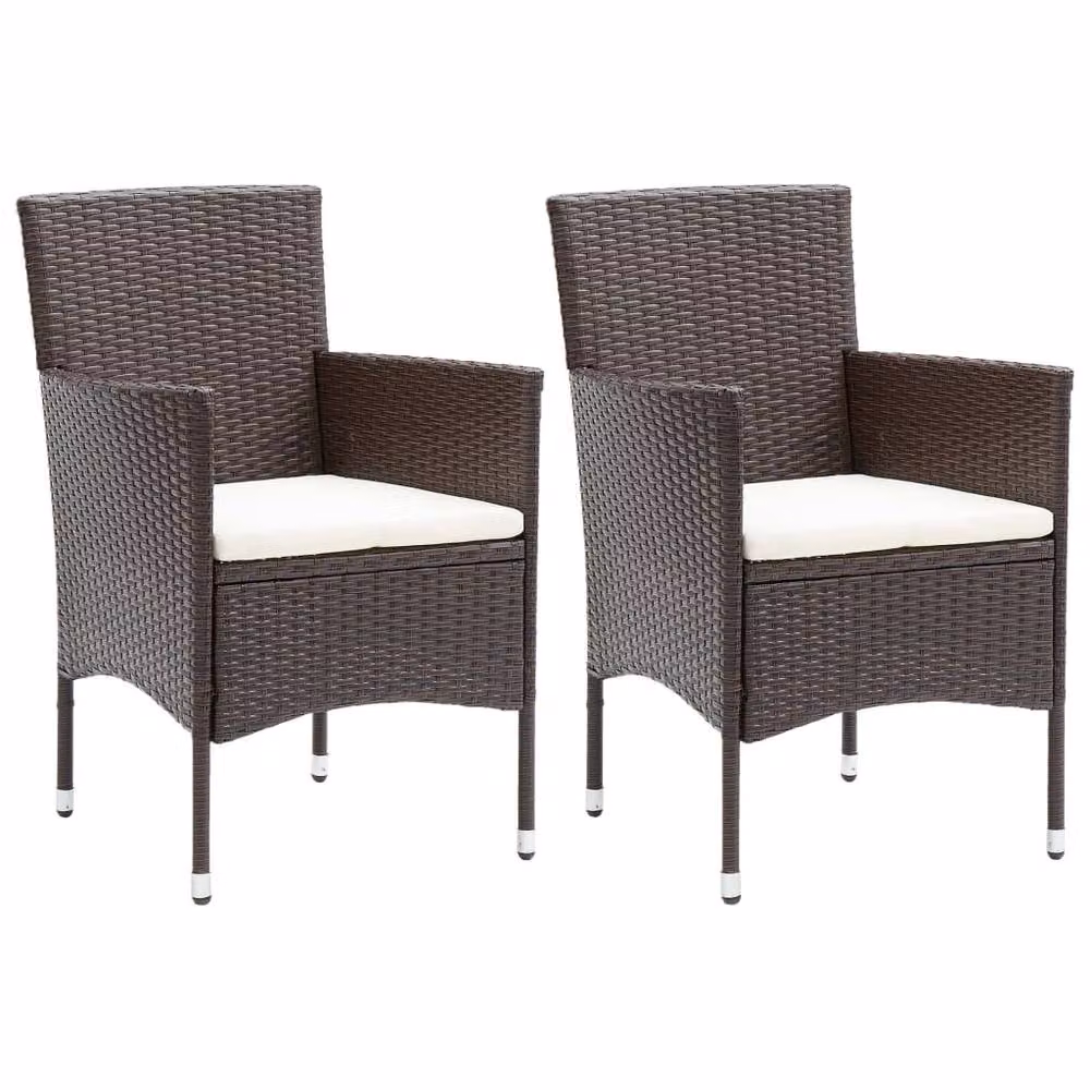 Berkfield Home Modern Poly Rattan Garden Dining Chairs, 2 Piece Set, Brown – 2