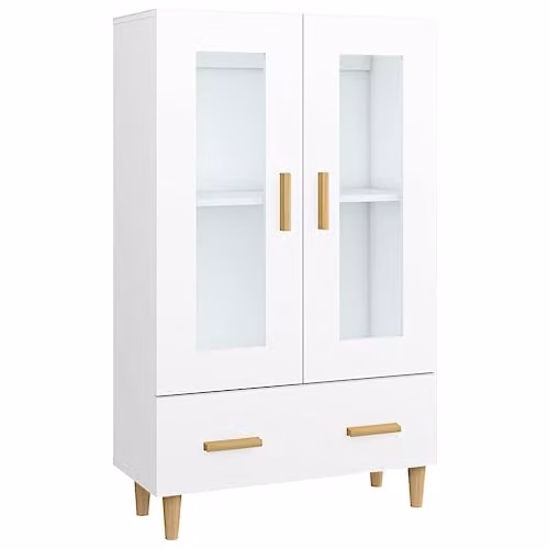 vidaXL Scandinavian White Matt Highboard with Internal Shelves and Drawers, W/D/H: 70 x 31 x 115 cm