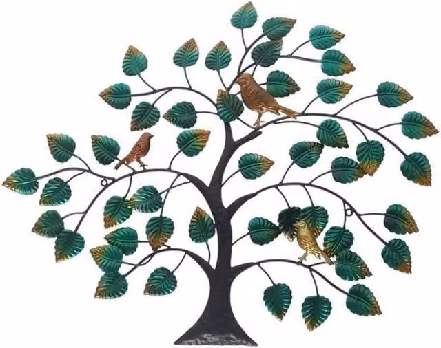 Minster Tree of Life Metal Wall Decor, Multicolour and Black, W: 55 cm, H: 45 cm, D: 3 cm
