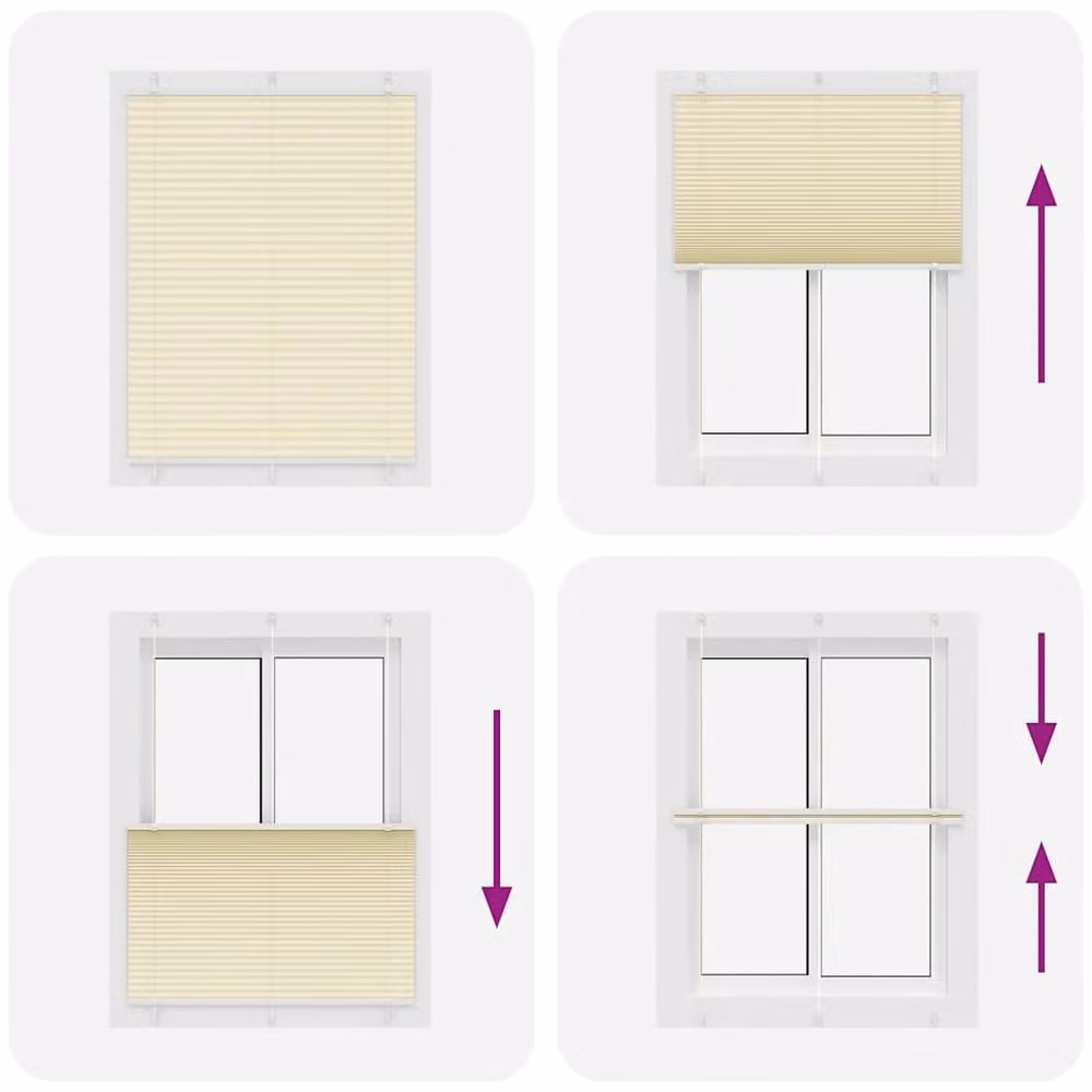 Berkfield Home Single Pleat Fabric Blind in Beige, W: 110 cm, H: 100 cm