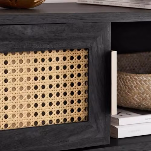 Birlea Noah Rattan and Wood Console Table in Black – 9