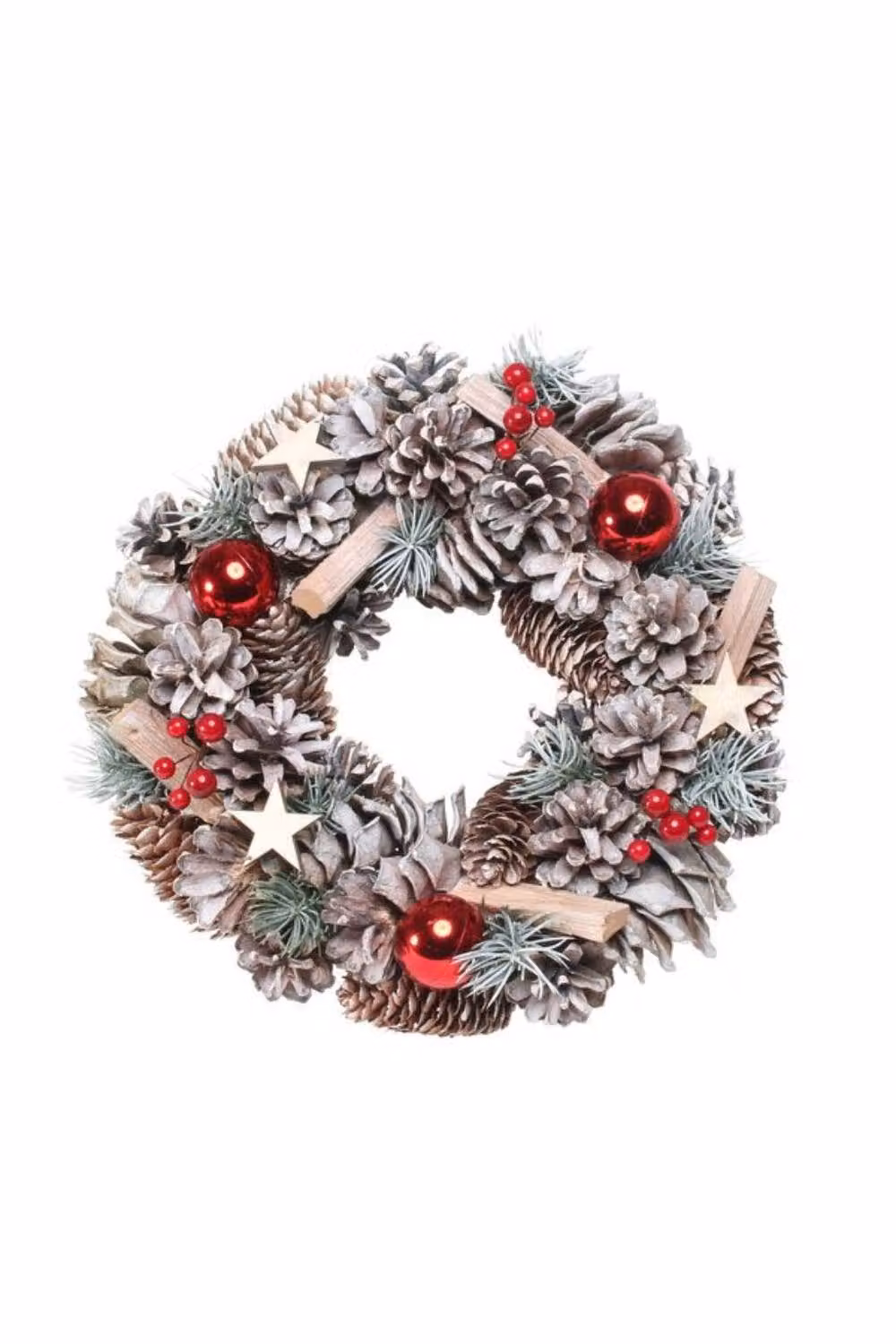 KDMD Woodland Snow Christmas Wreath with Red Baubles and Stars in Multicolour – 2