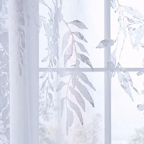 Catherine Lansfield Living Wisteria Floral White Polyester Slot Top Curtain Panel W: 140 cm, H: 229 cm – 2