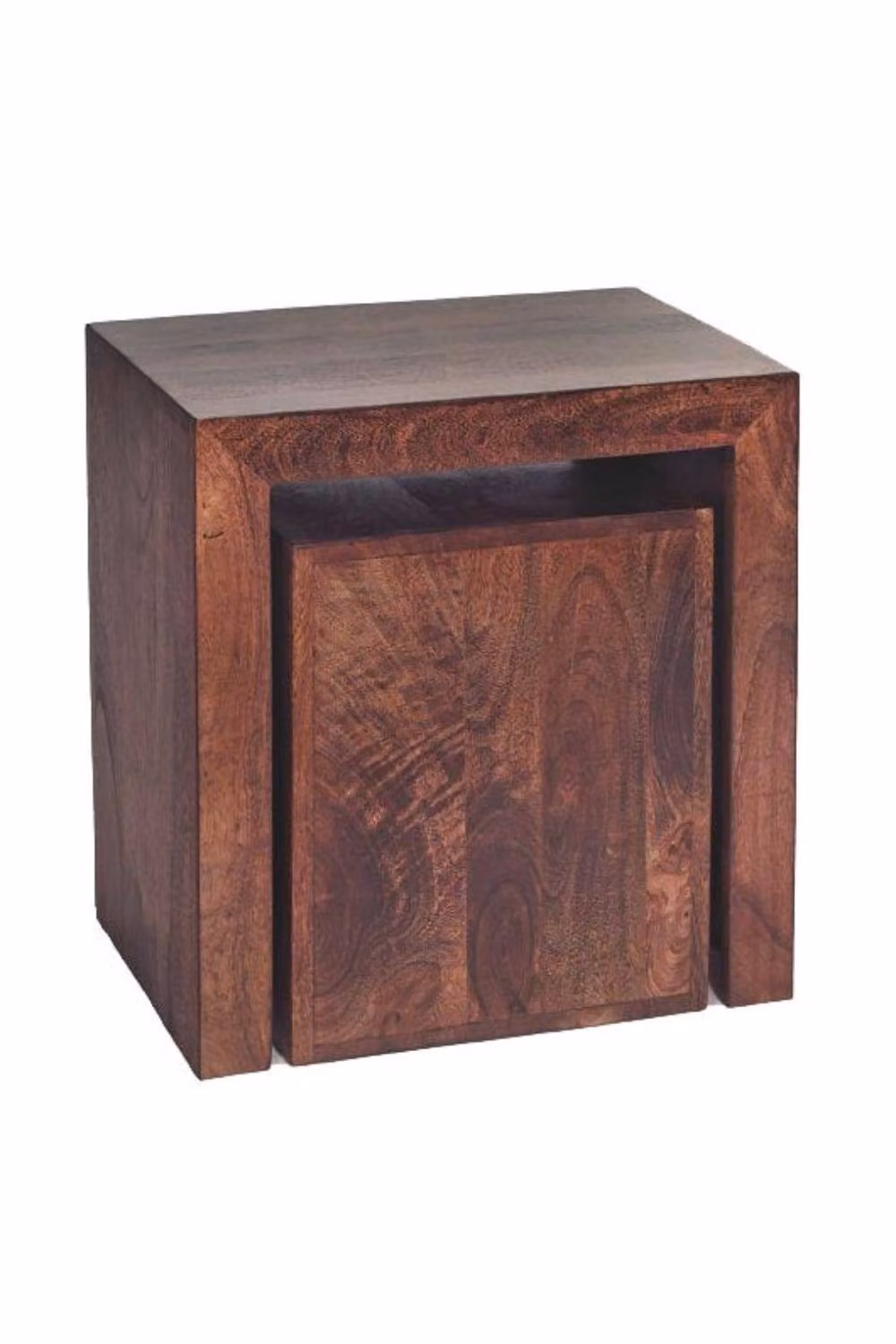 IH Design Southborough Nest of 2 Side Tables in Deep Walnut Mango Wood, Brown – 2