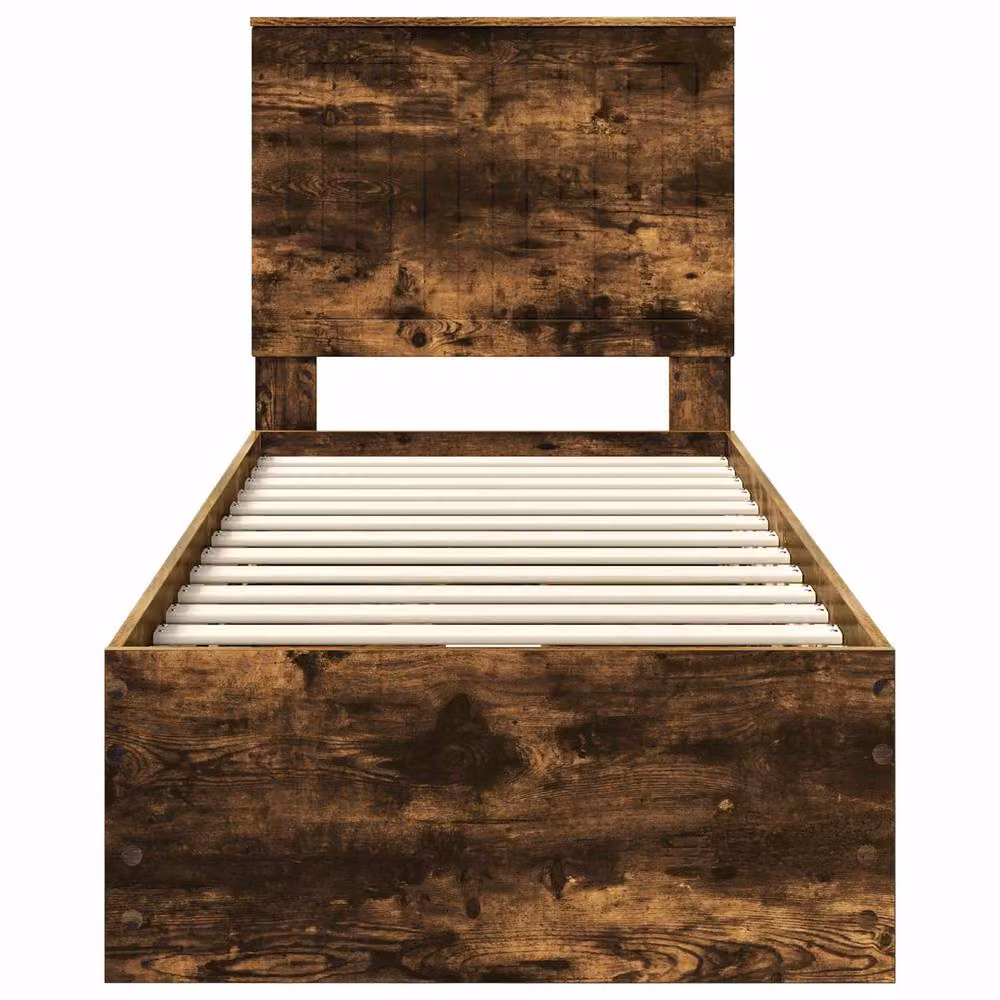 Berkfield Home Modern Bed Frame with Drawer in Smoked Oak Brown, W: 75 cm, L: 190 cm – 4