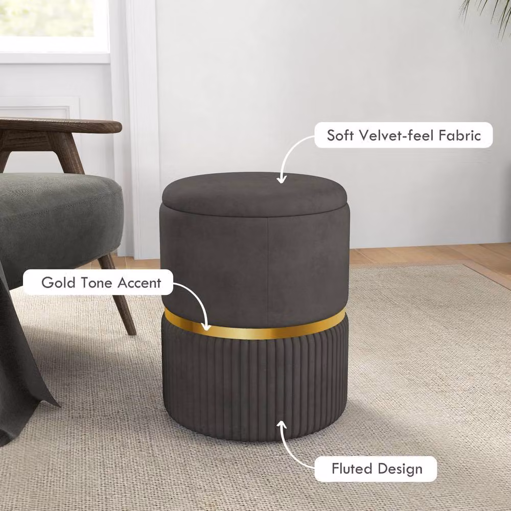 STILVORA Grey Upholstered Footstool with Storage – 6