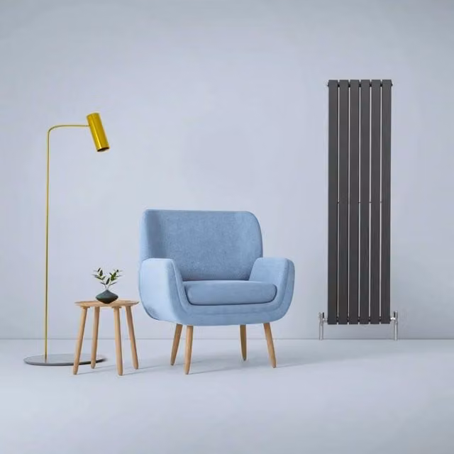 Monstershop Designer Flat Panel Steel Radiator in Anthracite Grey, W: 160 cm, H: 42 cm