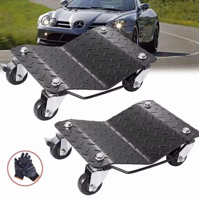 SPETLEK 2-Piece Car Wheel Dolly and Furniture Mover with Premium Ball Bearings in Black and Silver – 1