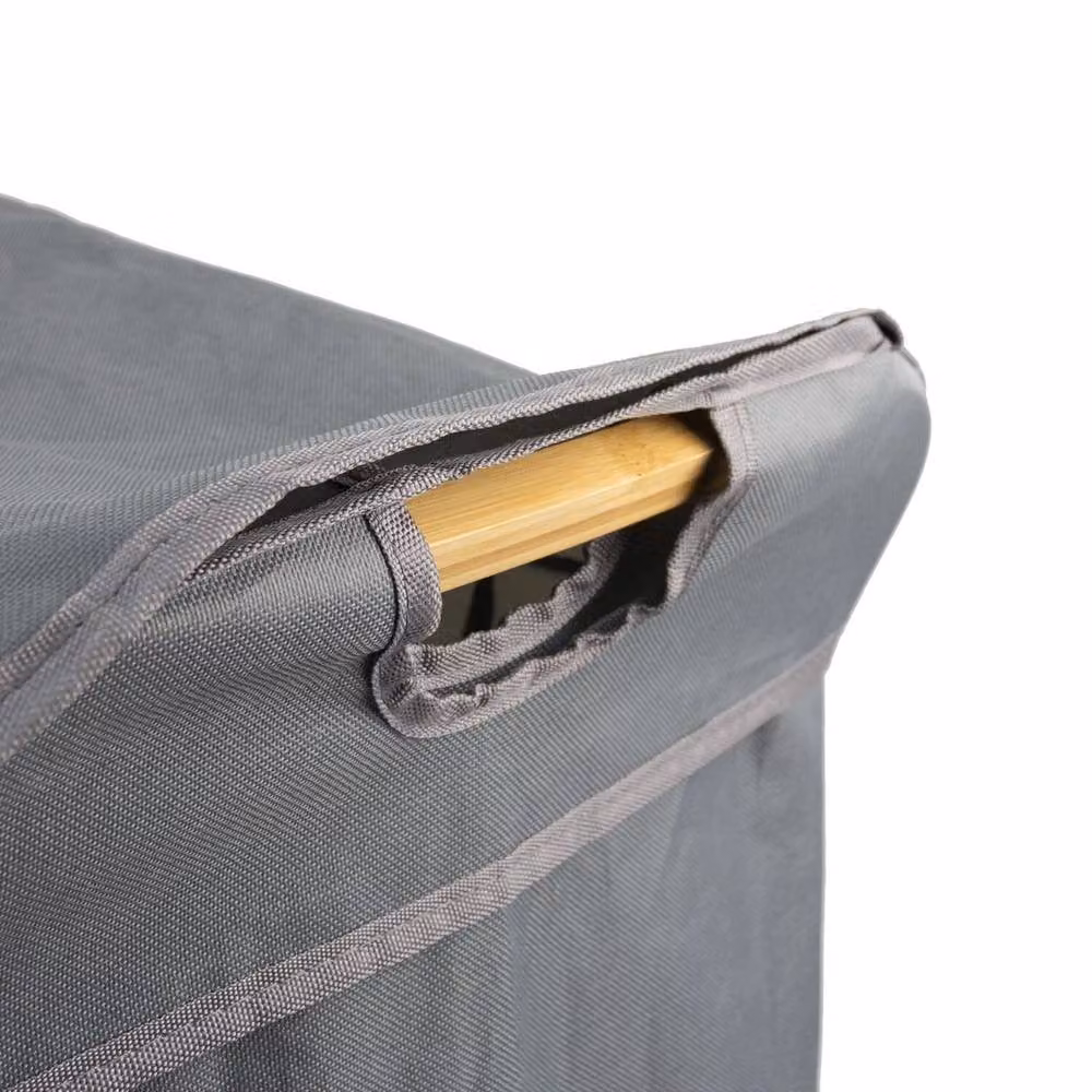 EONLION Foldable Bamboo Laundry Storage with Handles, Grey, 100 cm – 3