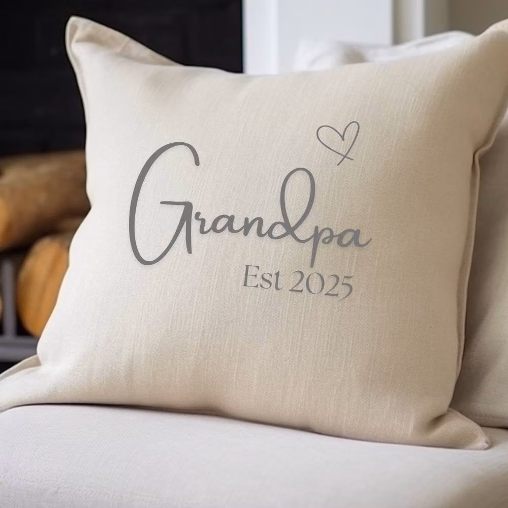 Aye Do Gifts Personalised Men's Grandpa-Grandad Linen Cushion in Beige, W/D/H: 40 x 40 x 40 cm – 2