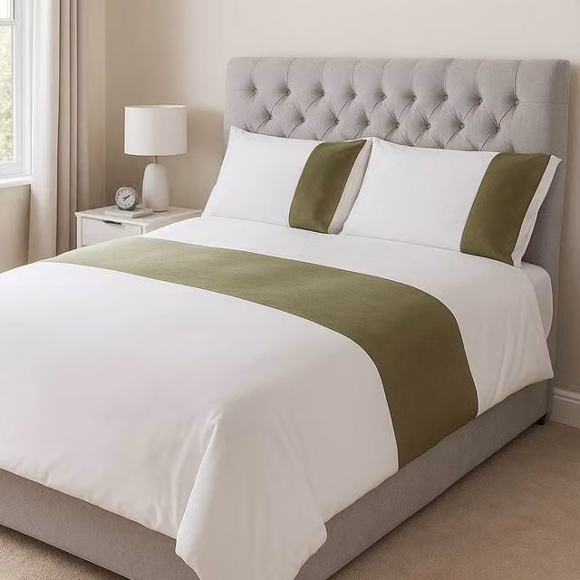 Voltico Lime Jacquard Duvet Cover and Pillowcase Set in White and Green, Single (W: 90 cm, H: 200 cm) – 1