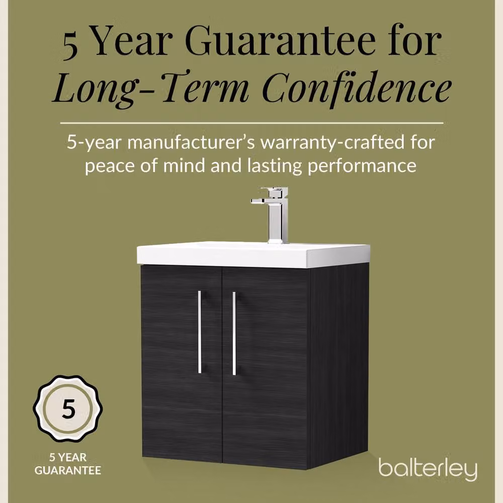 Balterley Contemporary Wall Hung Bathroom Vanity Unit with Mid-Edge Basin, Charcoal Black, W: 50 x D: 39 x H: 57.9 cm – 4