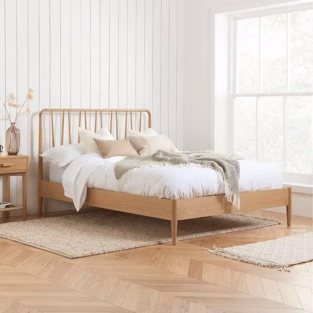Birlea Jesper Solid Oak Bed Frame in Brown, Double (140 x 200 cm)