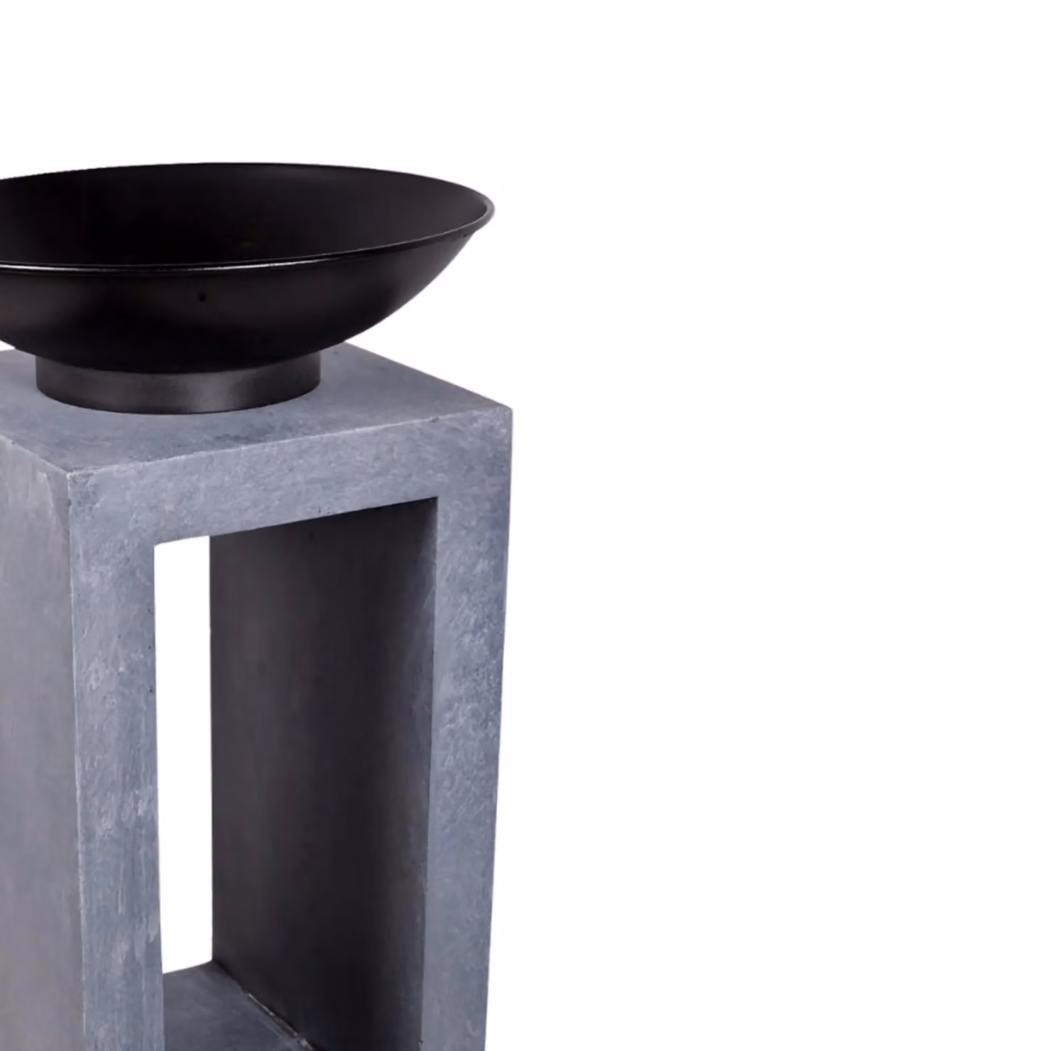 Ivyline Stone Grey Concrete Fire Bowl, H68.5cm x W39cm – 5