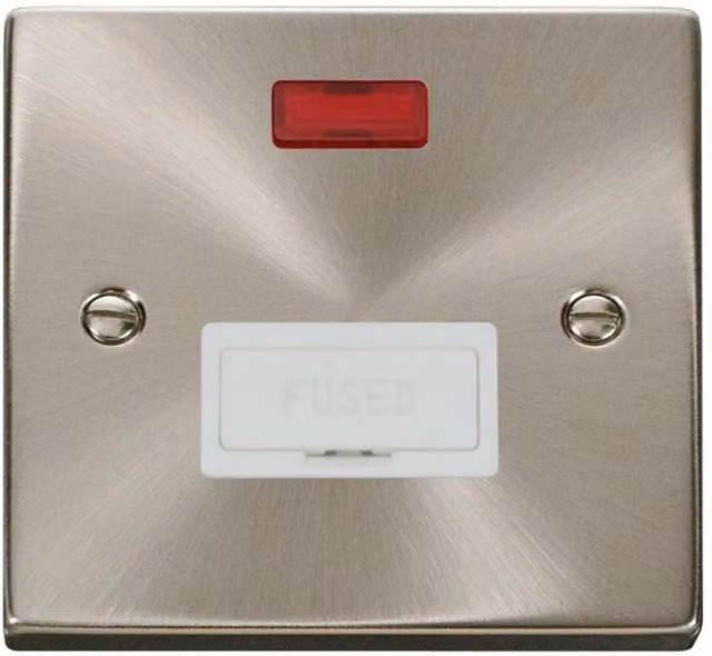 SE HOME Satin Brushed Chrome 13A Fused Connection Unit with Neon White Plate