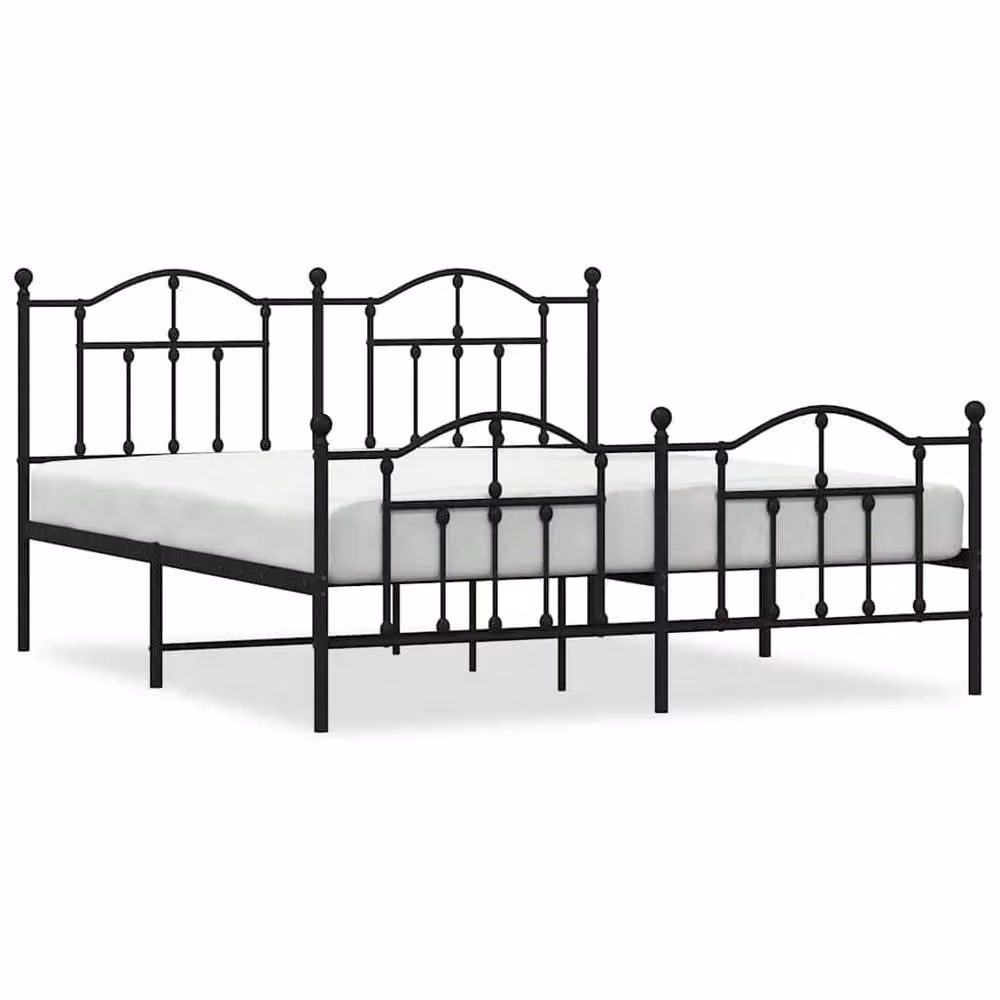 Berkfield Home Metal Bed Frame with Headboard and Footboard in Black W/D/H: 187 x 97 x 187 cm – 2