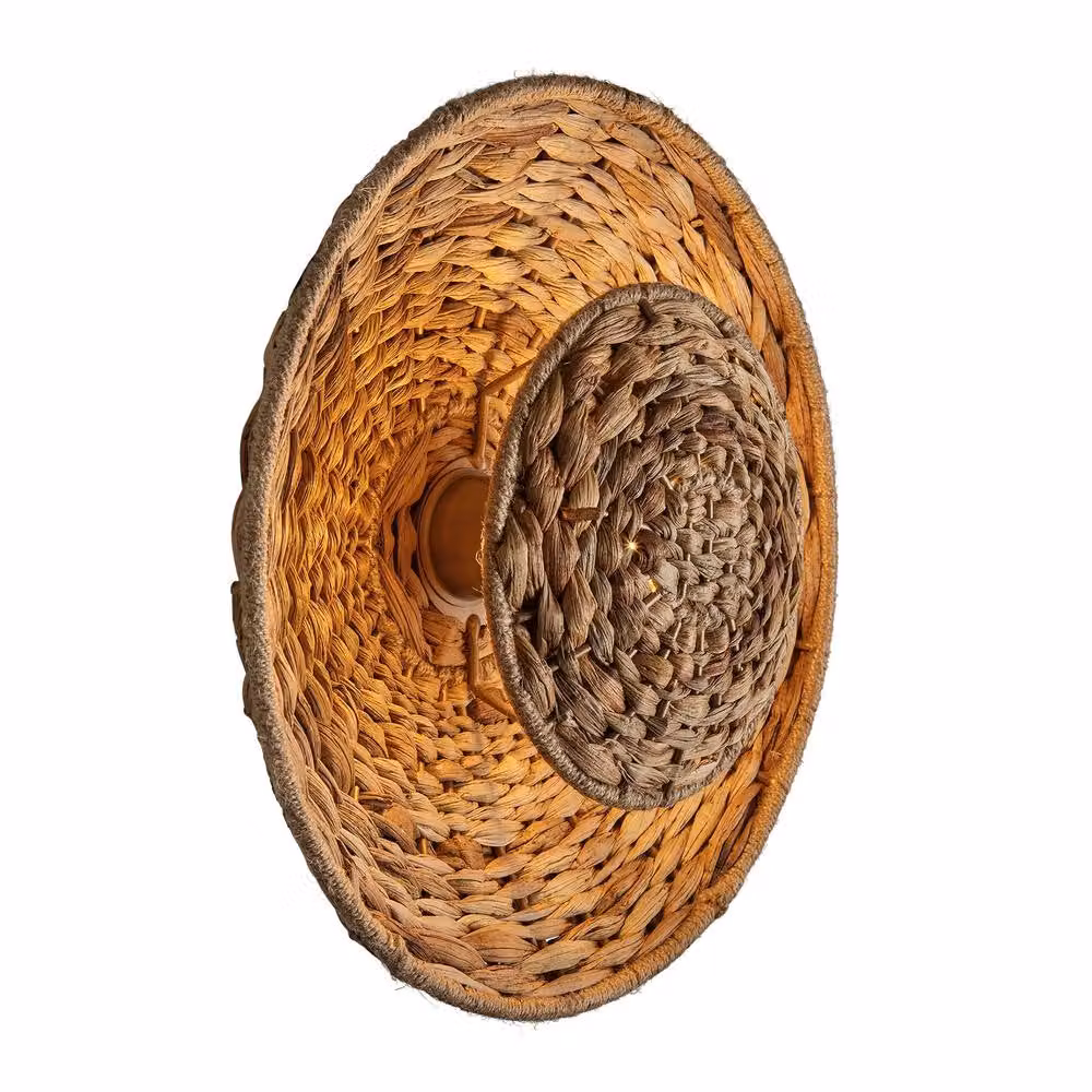 Industville Sea Grass Round Diffuser Wall Light in Natural and Brass – 3